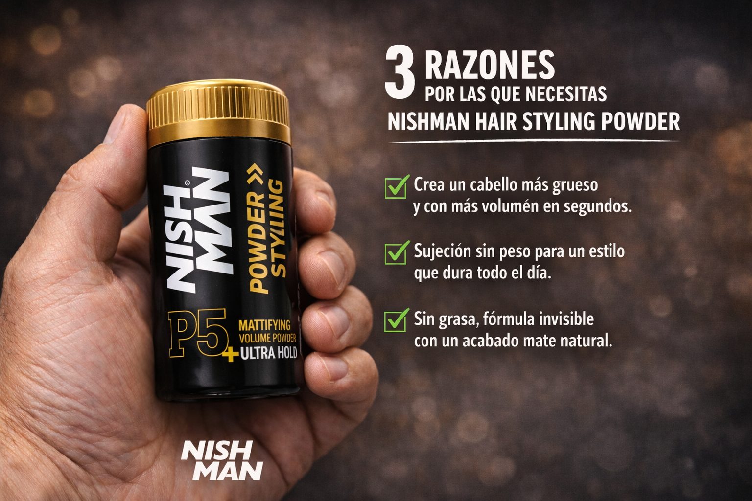 Polvo Texturizante Nish Man P5 – Fijación Fuerte y Volumen Profesional