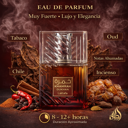 Khamrah Dukhan Lattafa / Perfume árabe ahumado e intenso.