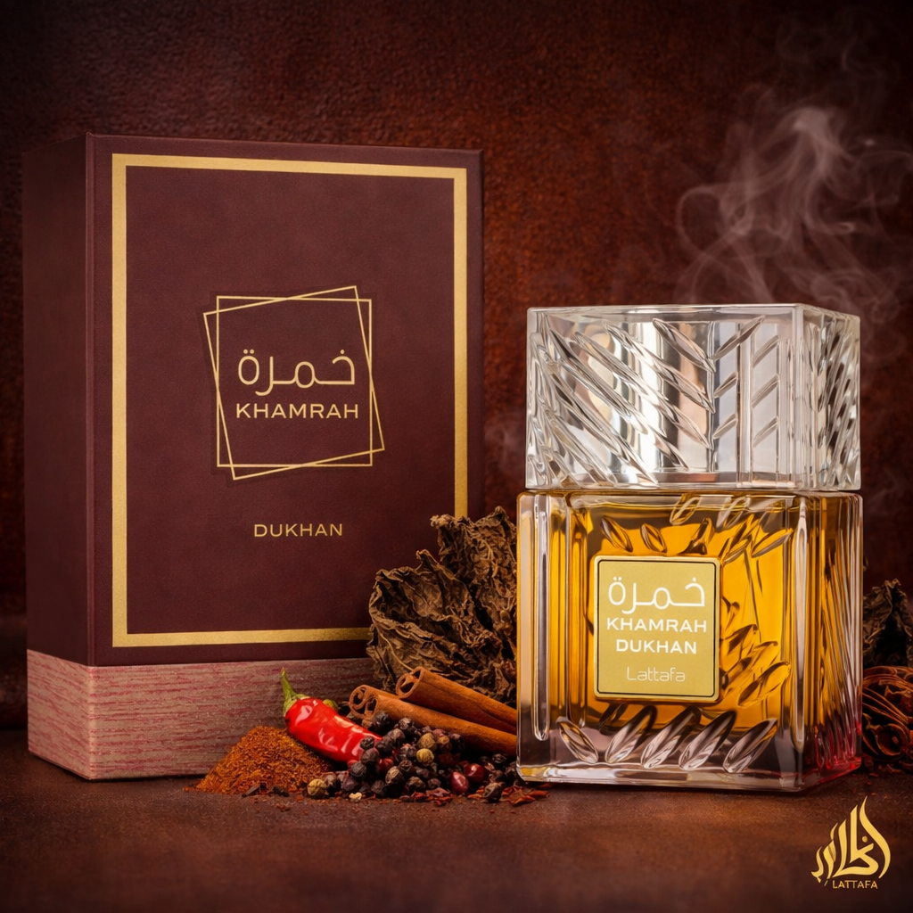 Khamrah Dukhan Lattafa / Perfume árabe ahumado e intenso.