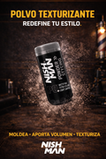 Polvo Texturizante Nish Man PO – Volumen Extra y Acabado Mate / Polvo de Peinado para Hombres 20 ml | Polvo de Textura  | Fijación 24 h | Aporta Volumen y Cuerpo | Ligero | No Pegajoso | Sin Brillo